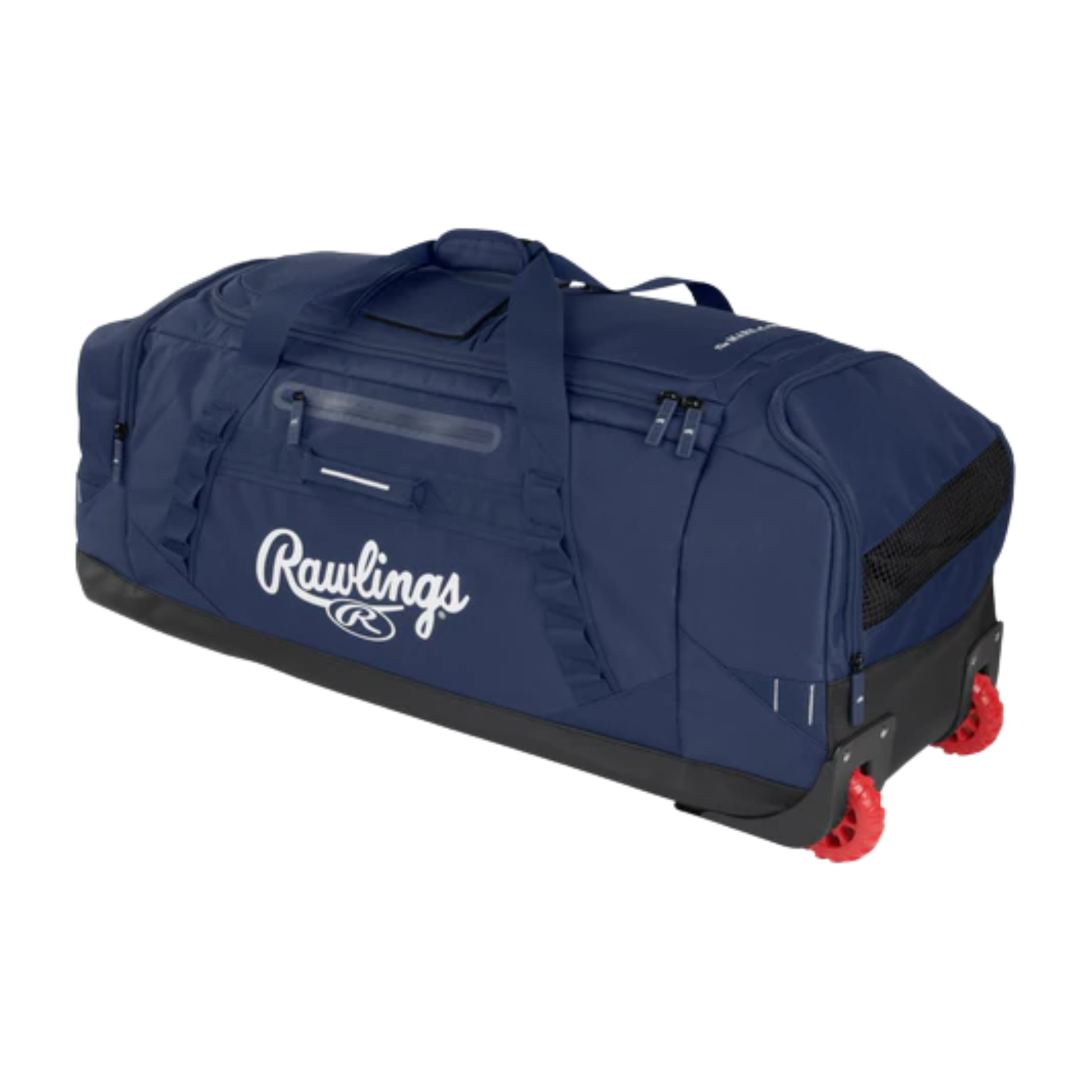 A photo of the Rawlings Yadi 2 Wheeled Catcher's Bag in colour navy.