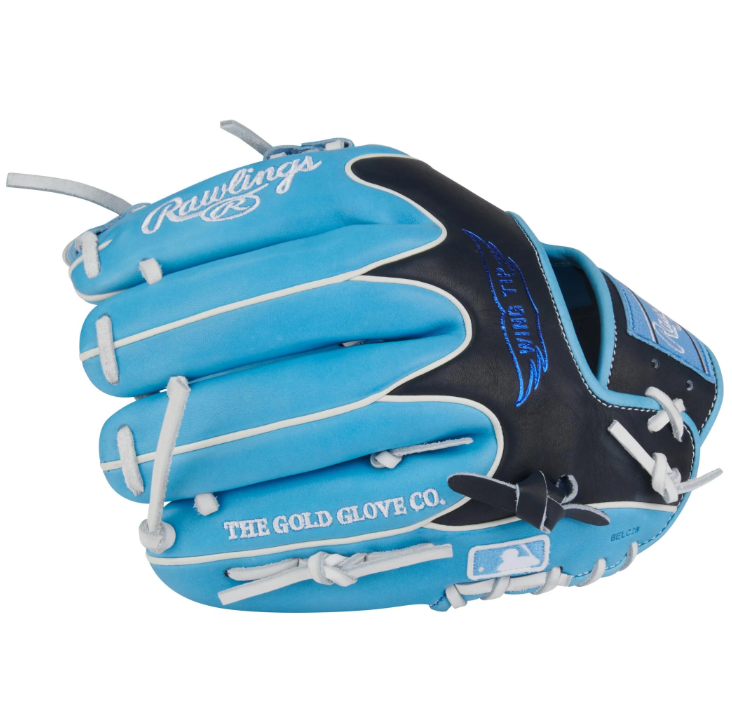 A photo of the Rawlings Heart of the Hide 11.75" Baseball Glove in colour blue and black.