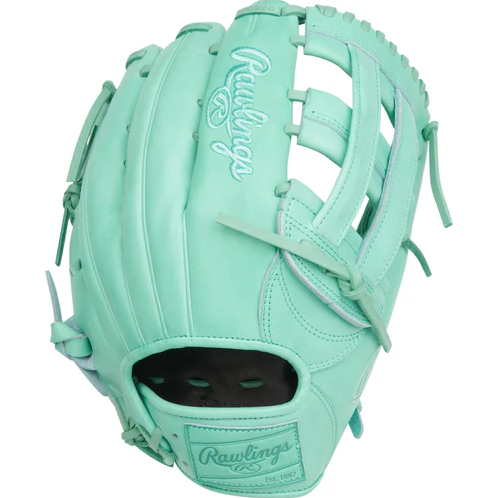 A photo of the Rawlings Heart of the Hide 12.75" Outfield Glove in colour mint green. 