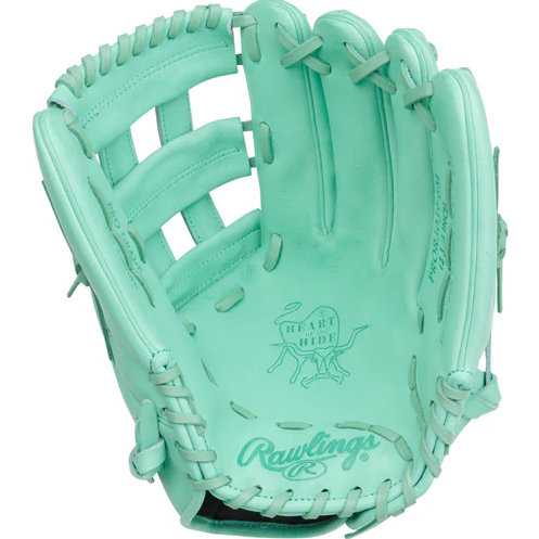 A photo of the Rawlings Heart of the Hide 12.75" Outfield Glove in colour mint green.