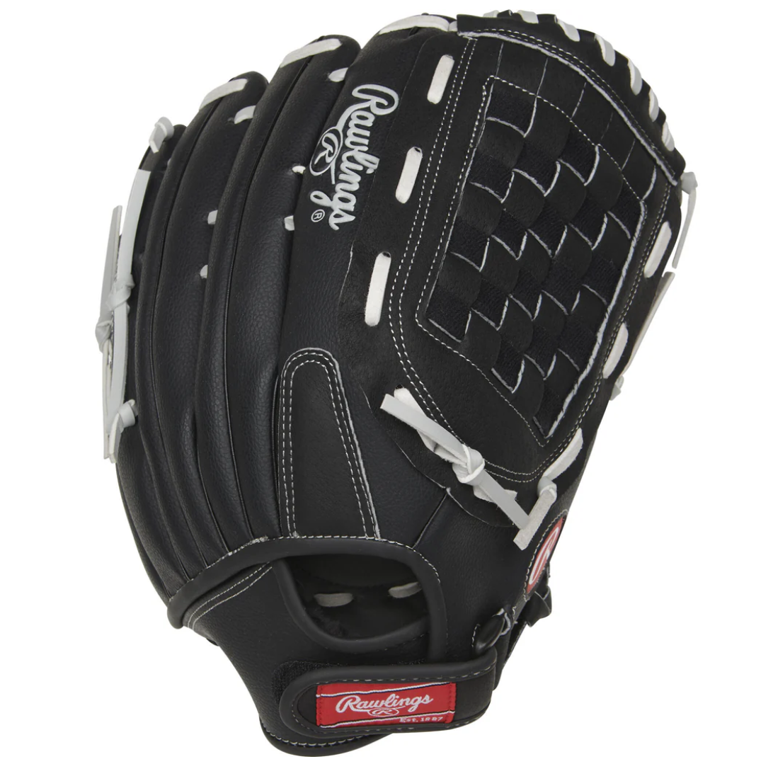 A photo of the Rawlings RSB Series 14" Softball Glove in colour black and grey.