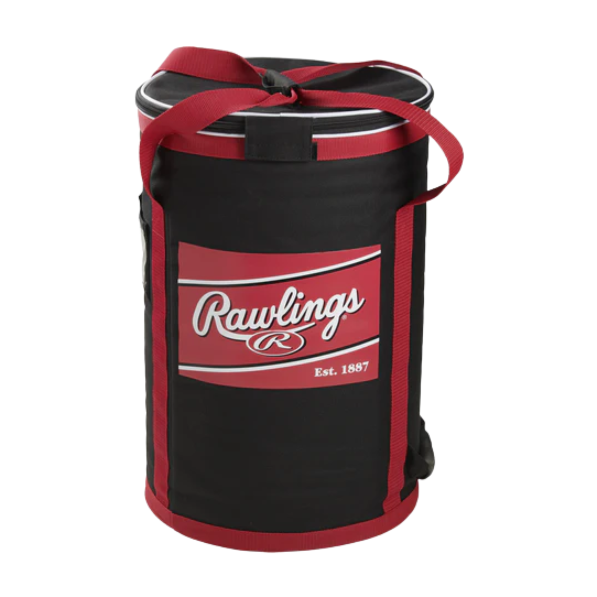 A photo of the Rawlings Soft-Sided Baseball Bag in colour black and red.