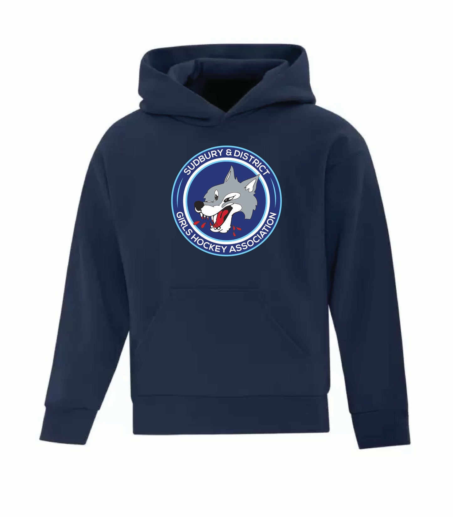 A photo of the SDGHA - Youth Hoodie in colour navy.