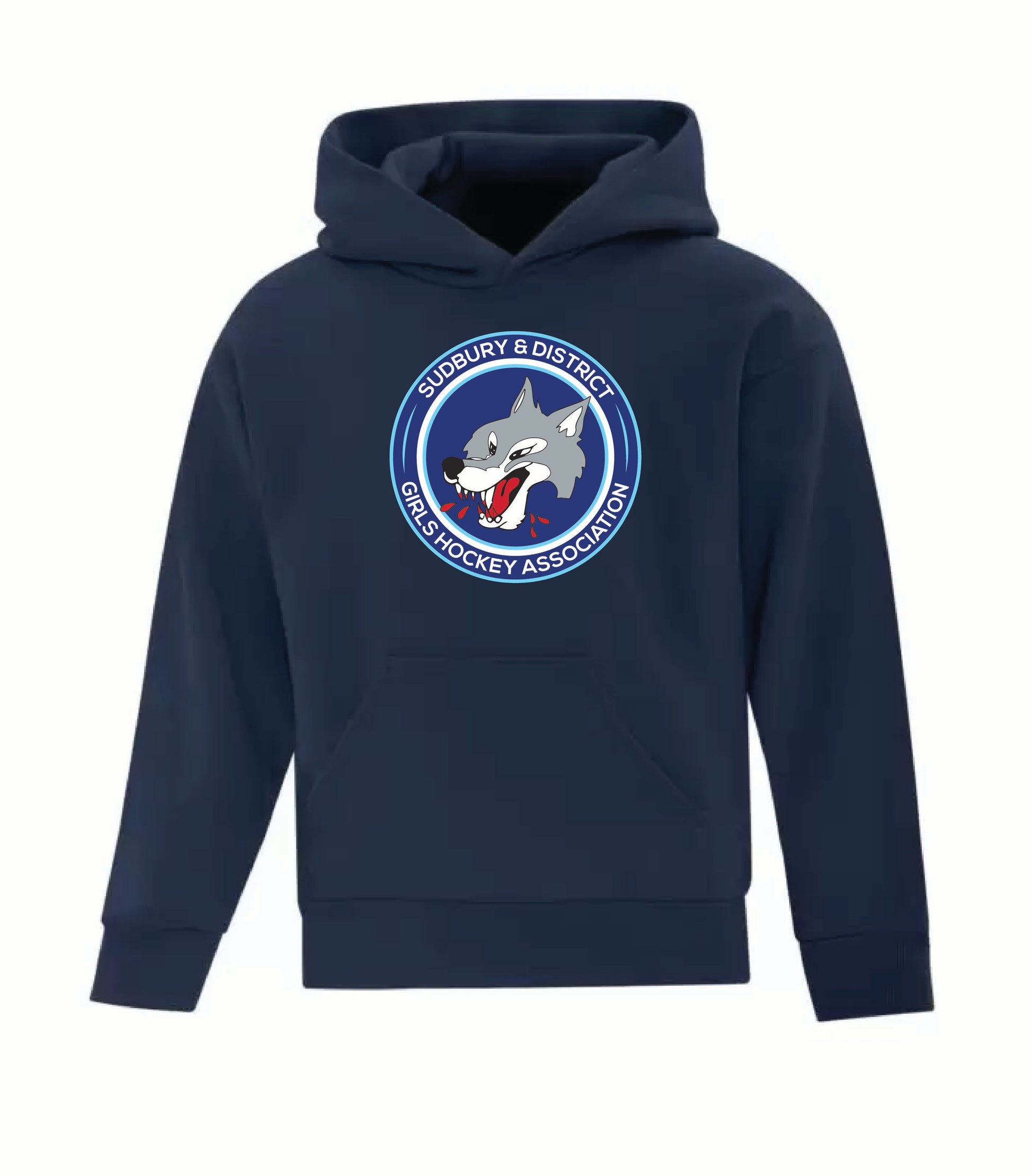 A photo of the SDGHA - Youth Hoodie in colour navy.