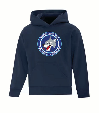 A photo of the SDGHA - Youth Hoodie in colour navy.