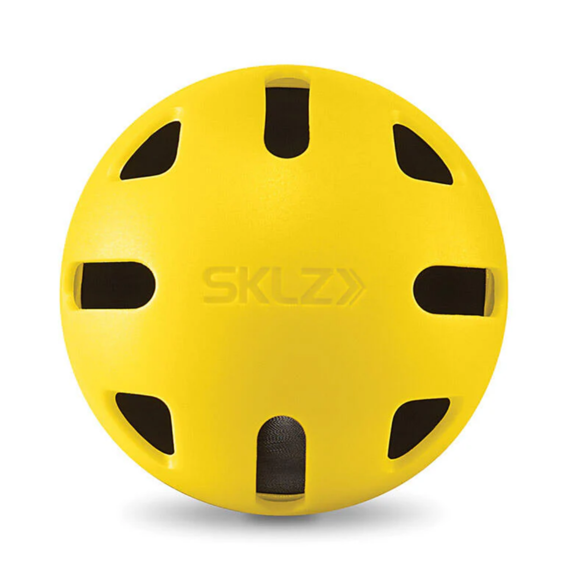 Yellow and black ball with 'SKLZ' branding on a white background