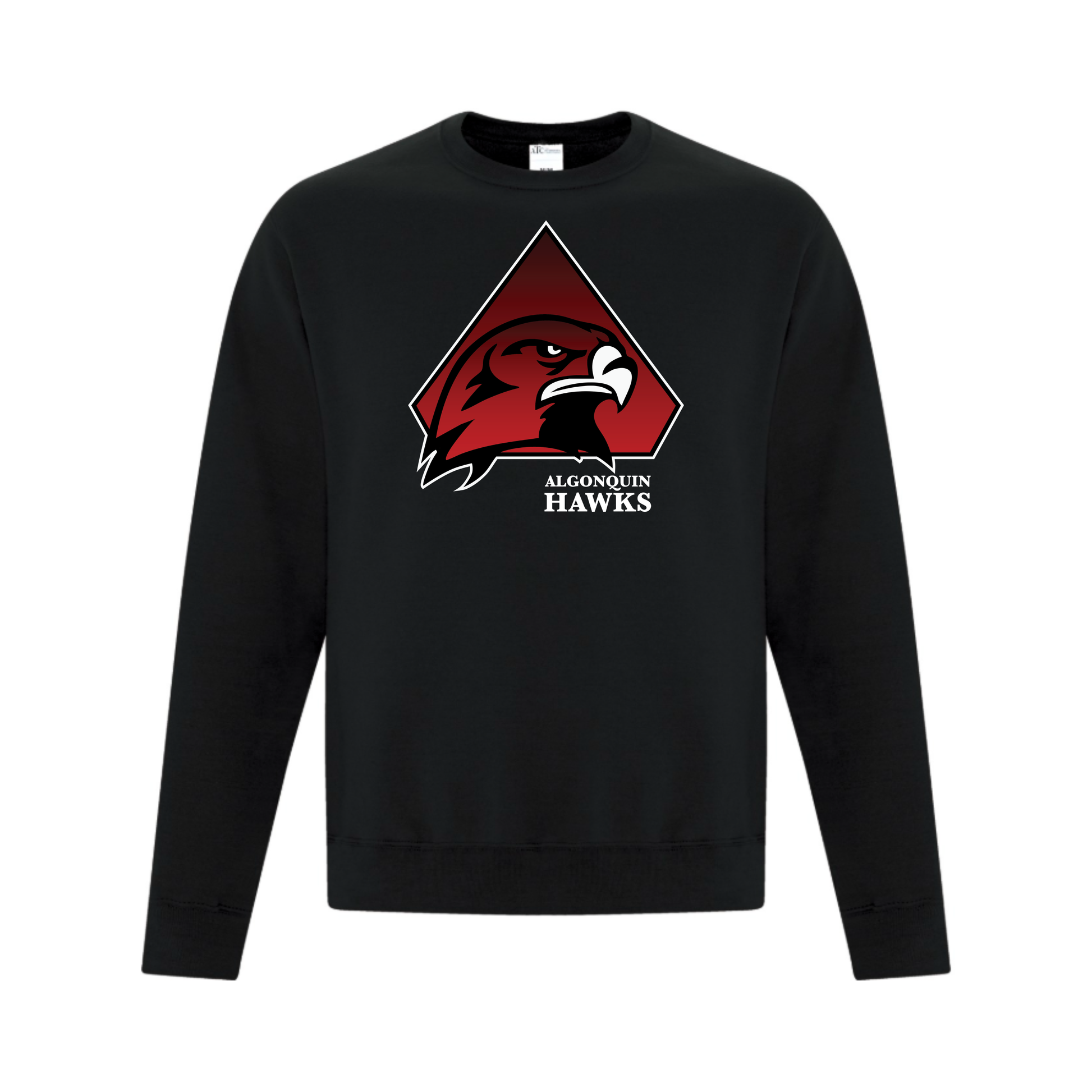 A photo of the SPHL Algonquin Hawks - Adult Crewneck Sweatshirt in colour black.