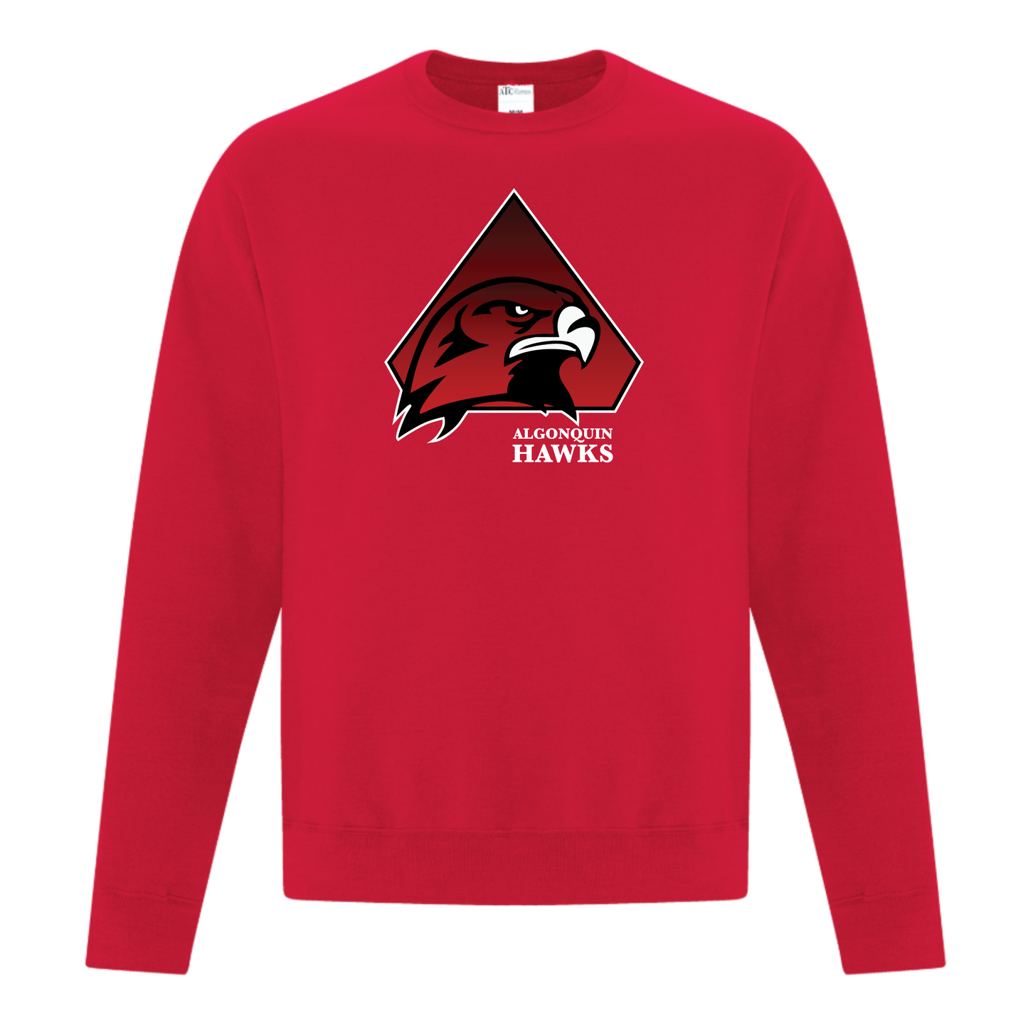 A photo of the SPHL Algonquin Hawks - Adult Crewneck Sweatshirt in colour red.