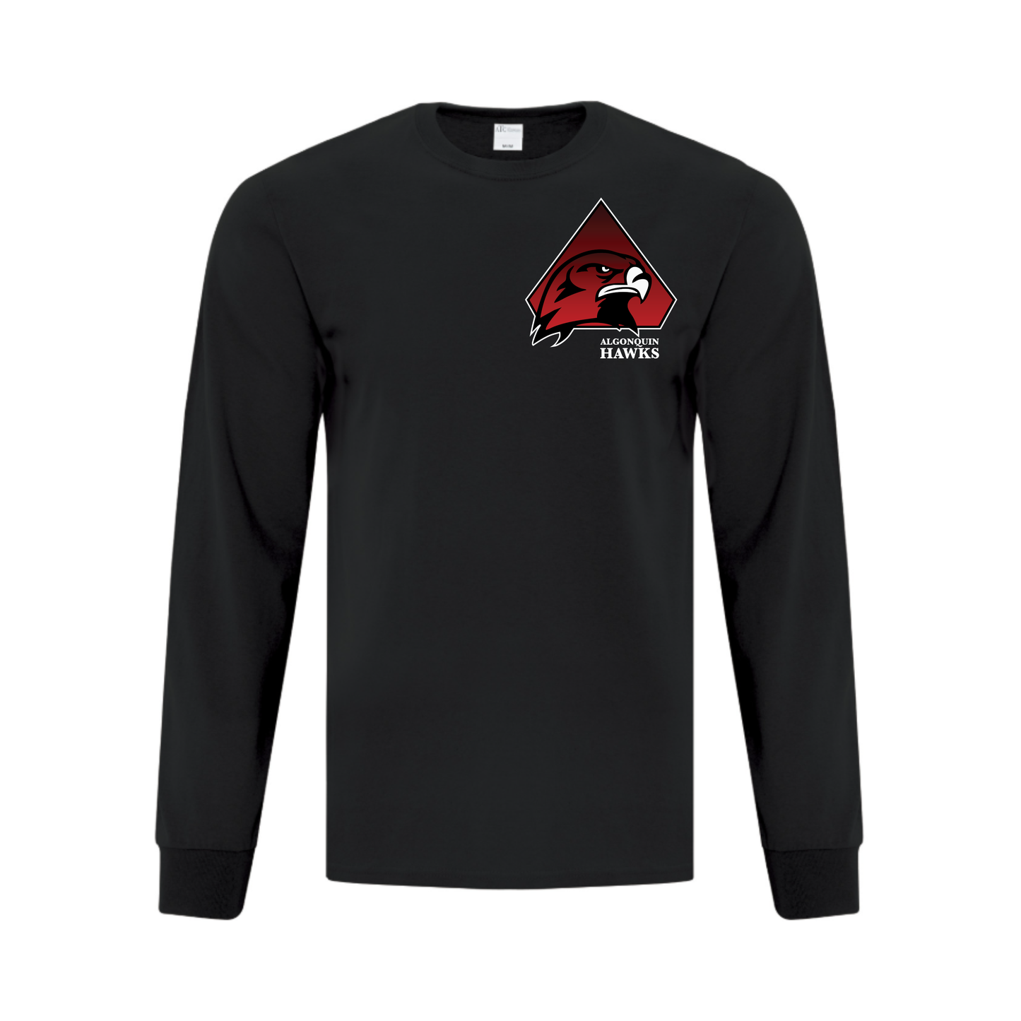 A photo of the SPHL Algonquin Hawks - Adult Long Sleeve in colour black.