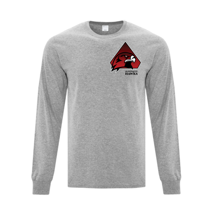 A photo of the SPHL Algonquin Hawks - Adult Long Sleeve in colour grey.