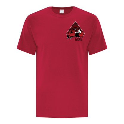 A photo of the SPHL Algonquin Hawks - Adult T-Shirt in colour red.
