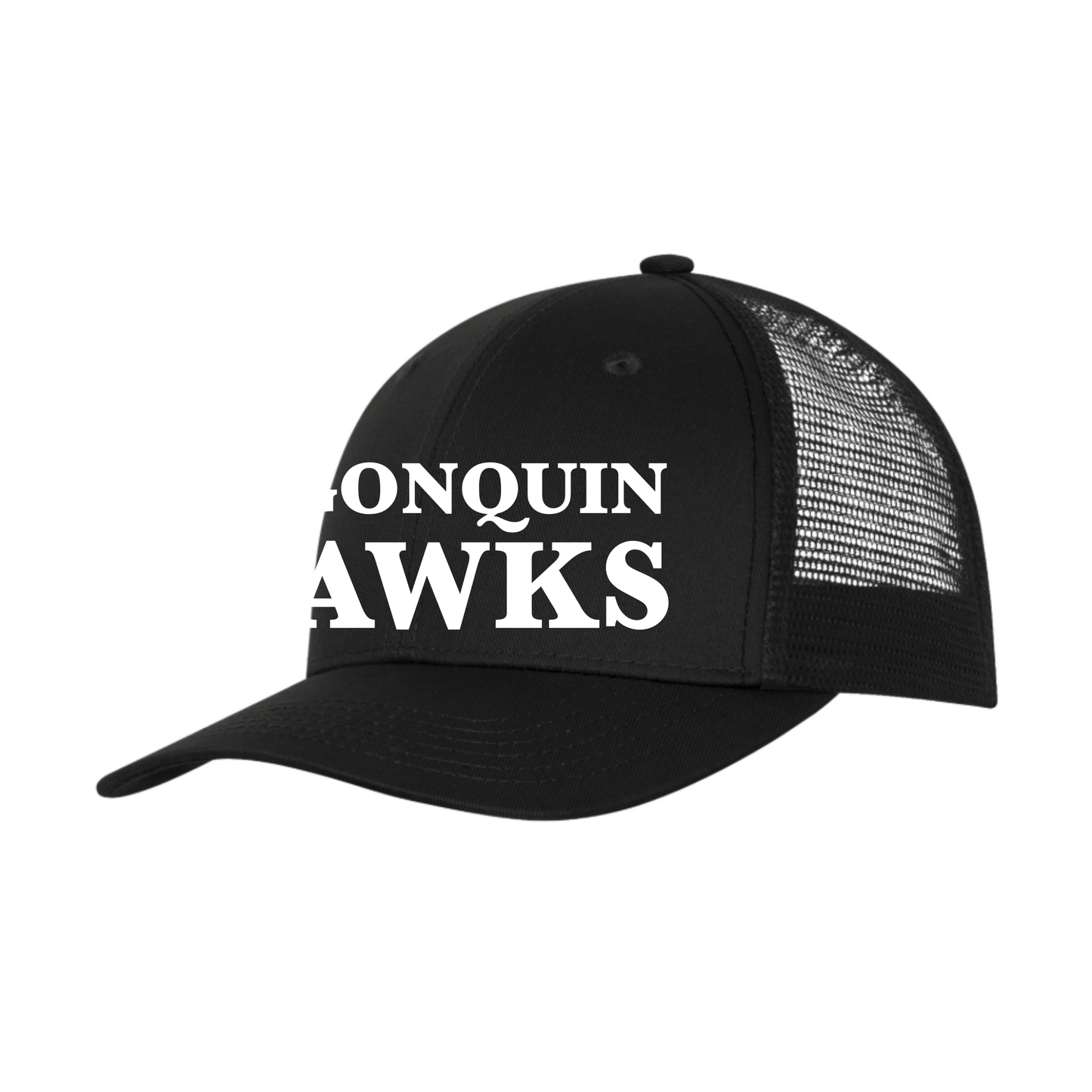 A photo of the SPHL Algonquin Hawks - Snapback Trucker Hat in colour black.