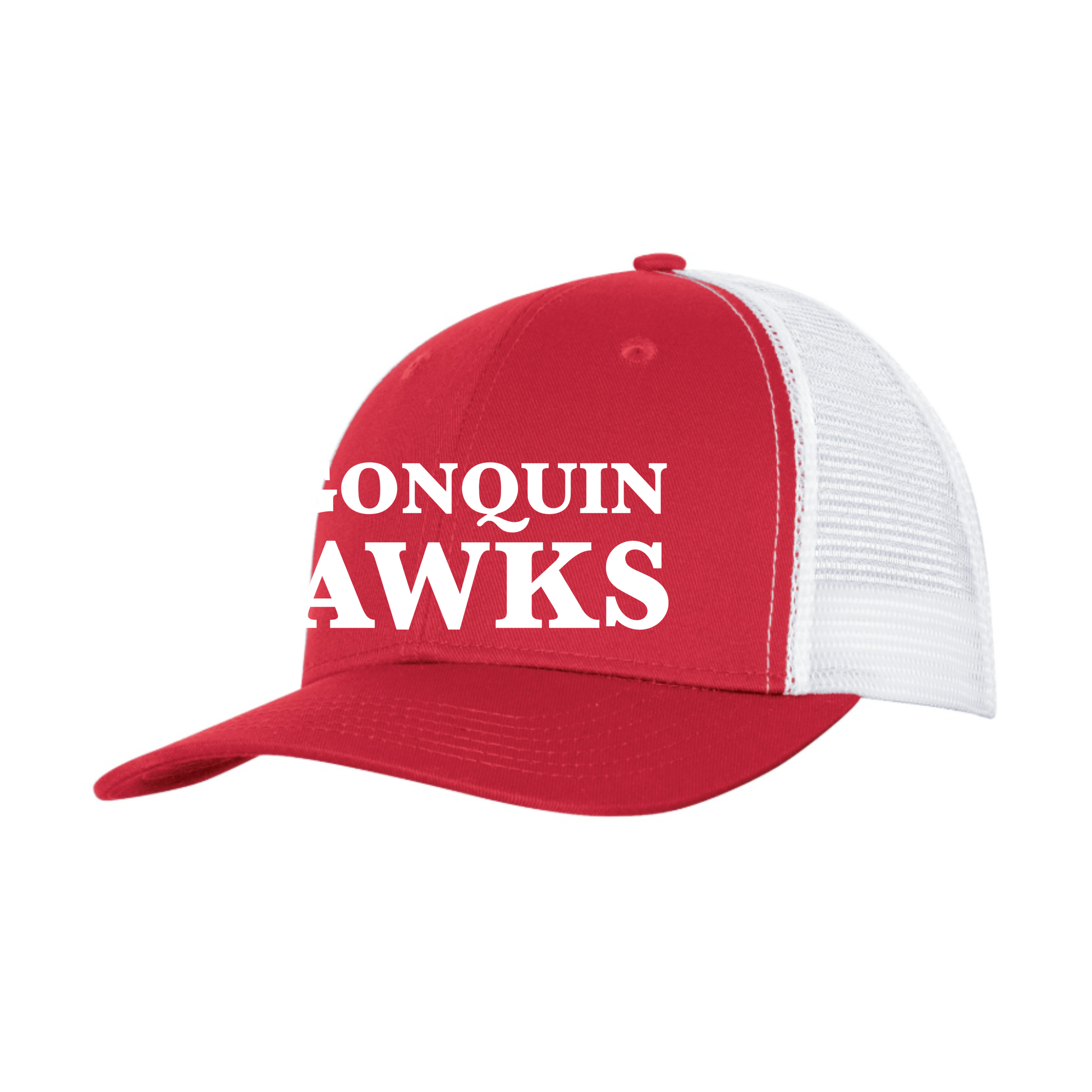 SPHL Algonquin Hawks - Snapback Trucker Hat in colour red and white.