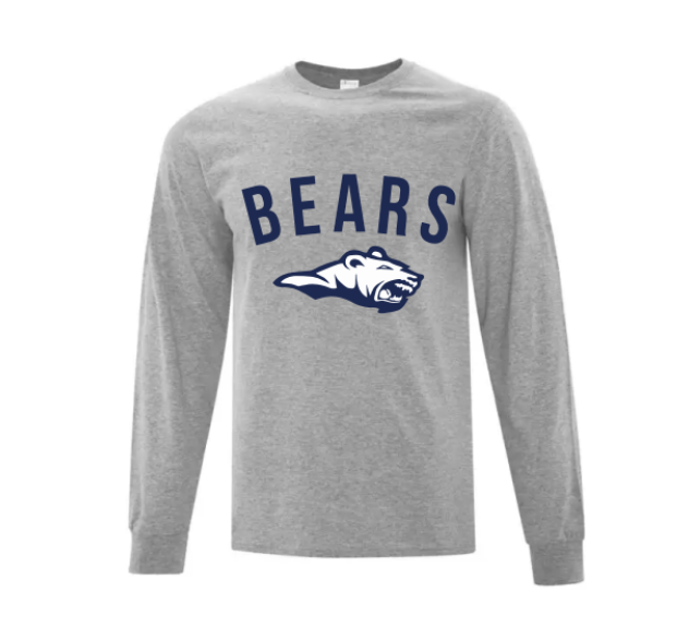 A photo of the St. Benedict Alternative Long Sleeve with Bear logo in colour grey