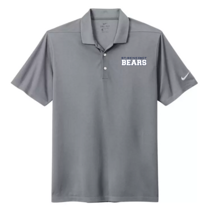 A photo of the St. Benedict Men's Polo with BEAR writing in colour grey
