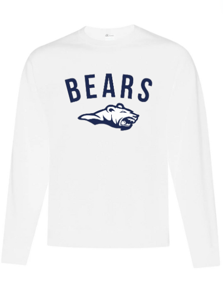 A photo of the ATC St. Benedict Alternative Crewneck with BEARS logo in colour white