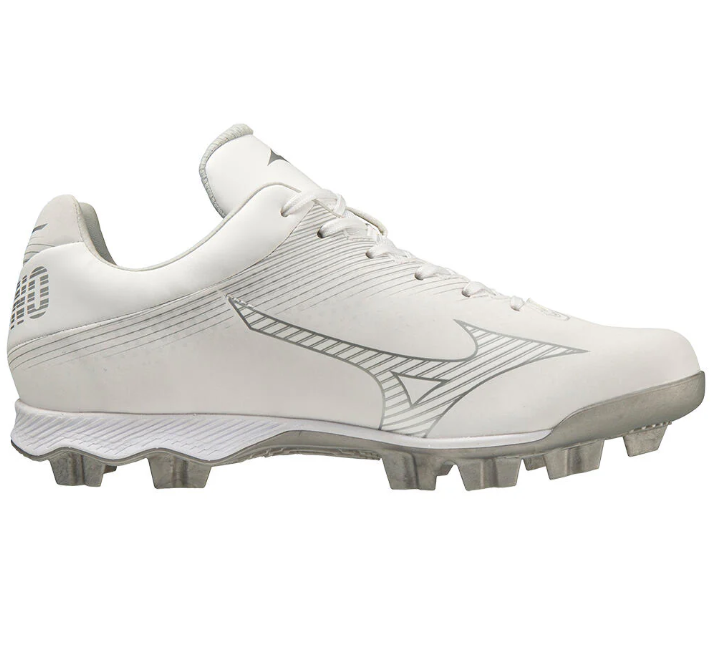 A photo of the Mizuno Wave Finch Lightrevo Women's Molded Softball Cleat in colour white side view.