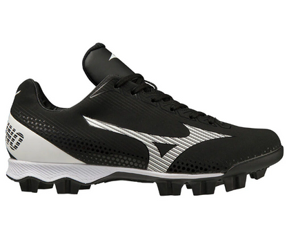 A photo of the Mizuno Wave Finch Lightrevo Women's Molded Softball Cleat in colour black side view.