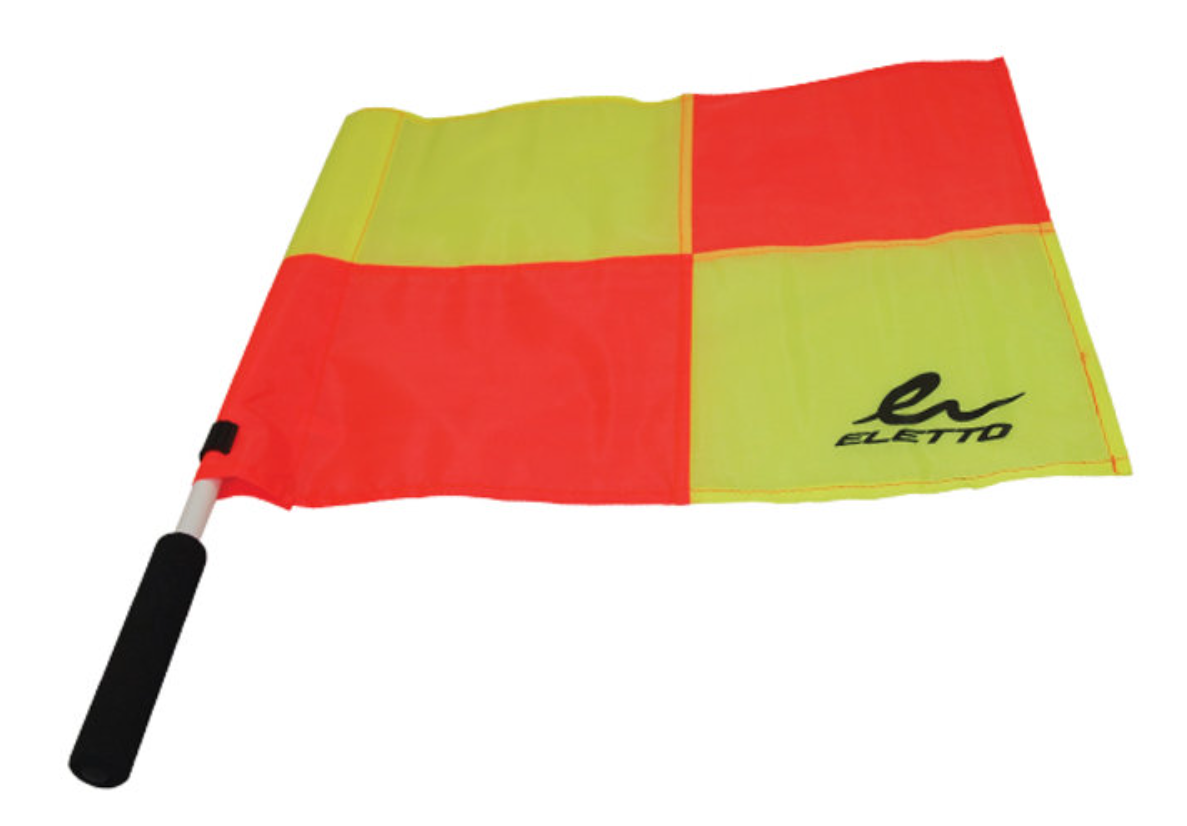 A photo of the Eletto Power Linesman Flag colour yellow and red with black padded handle.