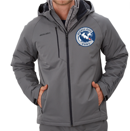 A photo of the Nickel City Hockey Association Bauer Heavy Weight Jacket with cubs logo in grey