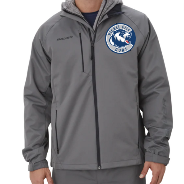 A photo of the Nickel City Hockey Association Bauer Lightweight Jacket with cubs logo in grey