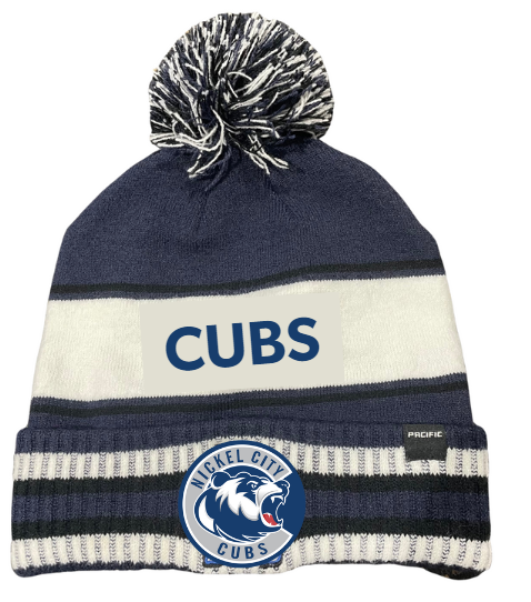 A photo of the Nickel City Hockey Association Toque embroidered CUBS names and logo 