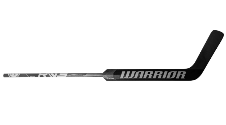 A photo of the Warrior Ritual V3 E Senior Goalie Stick - Left Hand in colour black and white full view.