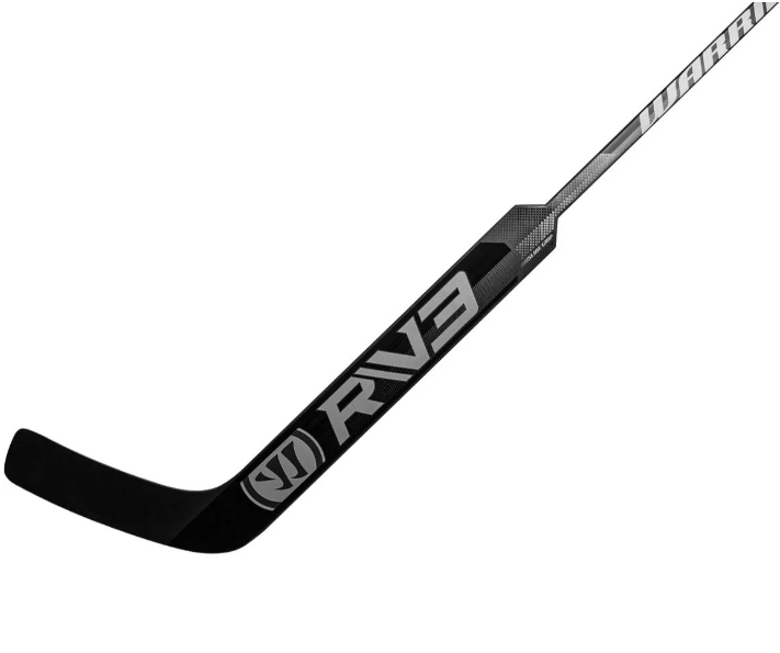 A photo of the Warrior Ritual V3 E Senior Goalie Stick - Left Hand in colour black and white blade view.