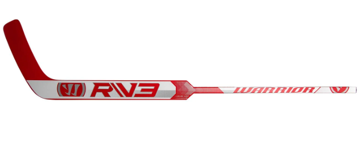 A photo of the Warrior Ritual V3 E Senior Goalie Stick - Regular Hand in colour white and red full view.