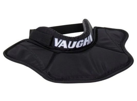 A photo of the Vaughn VPC SLR Pro Neck Protection in colour black with white Vaughn writing.