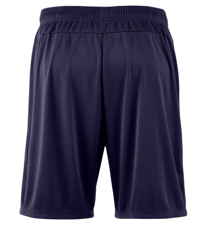 A photo of the Mizuno Men's Icon 8" Training Shorts in colour navy and charcoal, rear view.