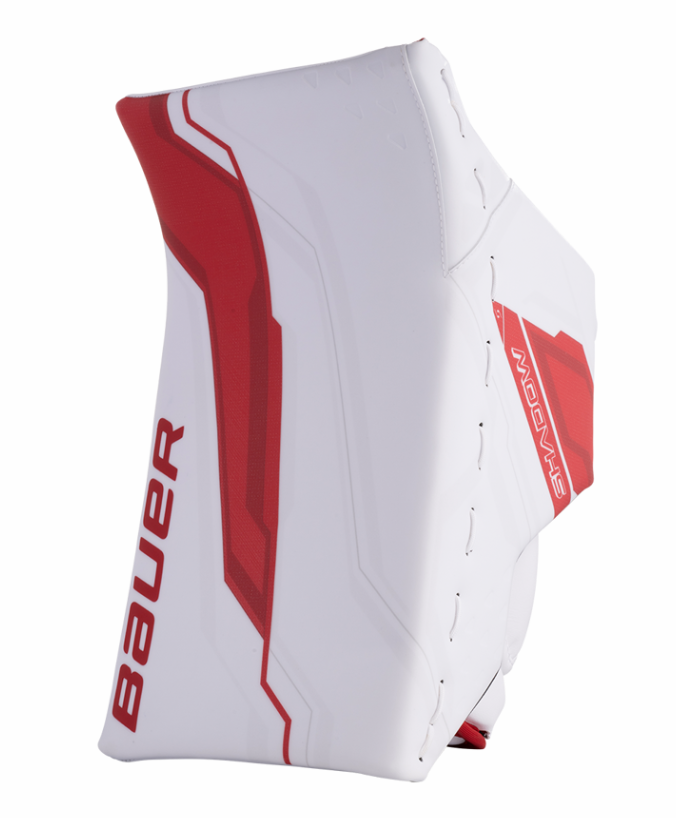 A photo of the Bauer Supreme Shadow Senior Custom Goalie Blocker in colour white and red