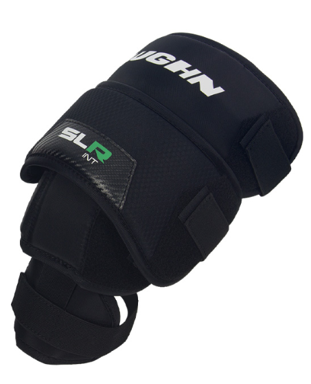 A photo of the Vaughn SLR Pro Senior Knee and Thigh Guard in colour black angled view.