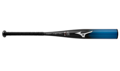 A photo of the Mizuno B22-Hot Metal (-5) Youth Baseball Bat in colour blue and black side view.