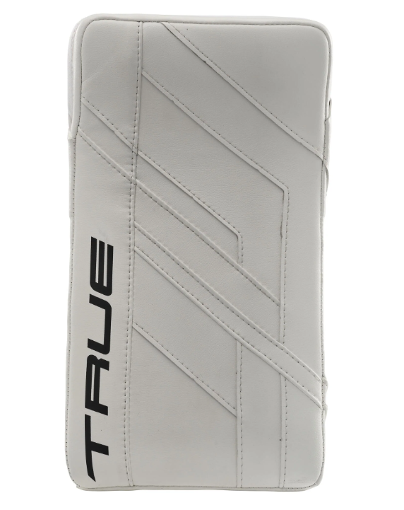 A photo of the True HZRDUS 7X4 Senior Goalie Blocker in colour white, blocker view.