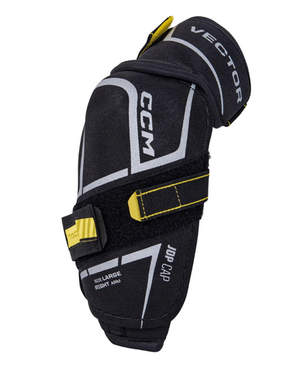 CCM Tacks Vector  Hockey Elbow Pads - Source Exclusive in colour black and yellow, side view.