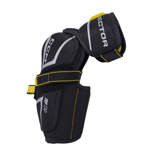 CCM Tacks Vector Hockey Elbow Pads - Source Exclusive in colour black and yellow, side view.