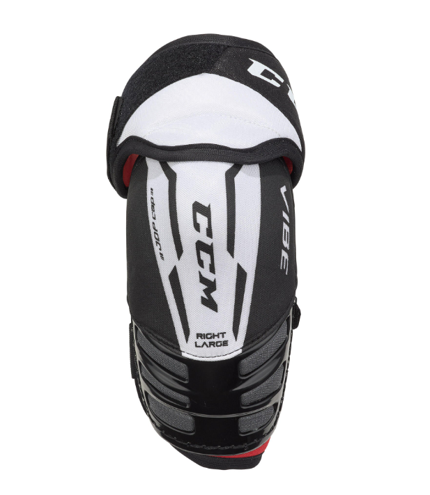 A photo of the CCM JetSpeed Vibe Elbow Pads - Source Exclusive in colour black and white, front view.