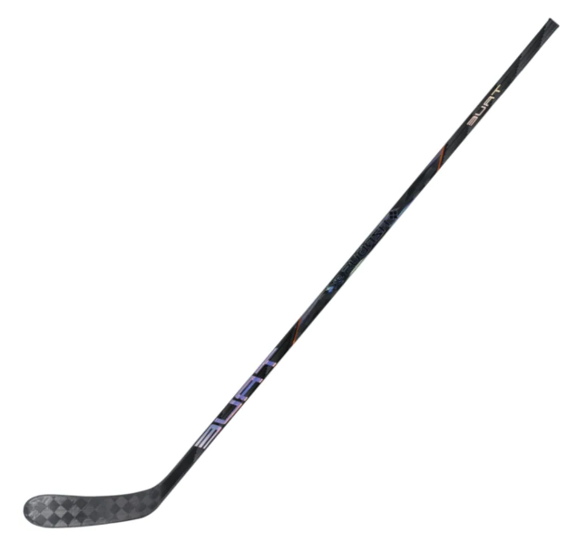 A photo of the True Hockey HZRDUS 9X4 Hockey Stick in colour black with holographic text. Front view.