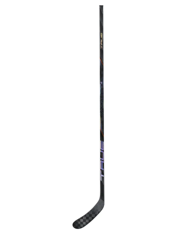 A photo of the True Hockey HZRDUS 9X4 Hockey Stick in colour black with holographic text. Vertical view.