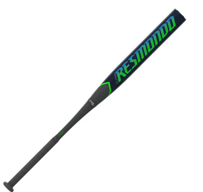 A photo of the  Easton Resmondo Loaded 12.75" Slo-Pitch Softball Bat in colour black and green. Front view.