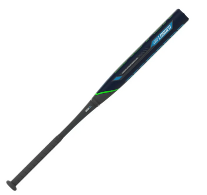 A photo of the Easton Resmondo Loaded 12.75" Slo-Pitch Softball Bat in colour black and green. Side view.