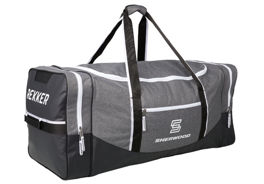 A photo of the Sherwood Rekker Team Carry Bag in colour grey and black. Side view.