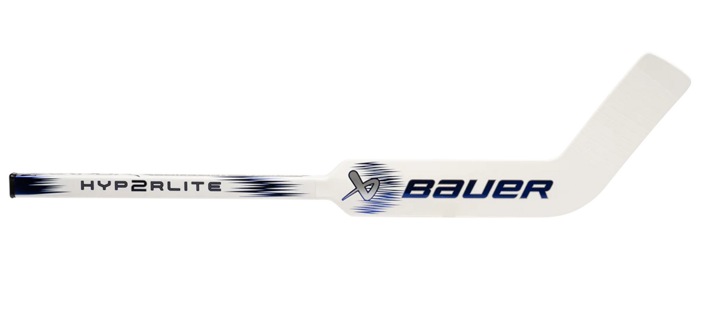 A photo of the Bauer Mystery Mini Stick 2024 Hyperlite 2 goalie stick in colour white. 