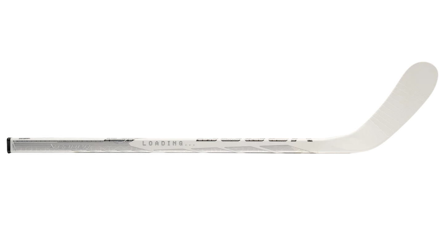 A photo of the Bauer Mystery Mini Stick 2024 Proto-R hockey stick in colour white. 