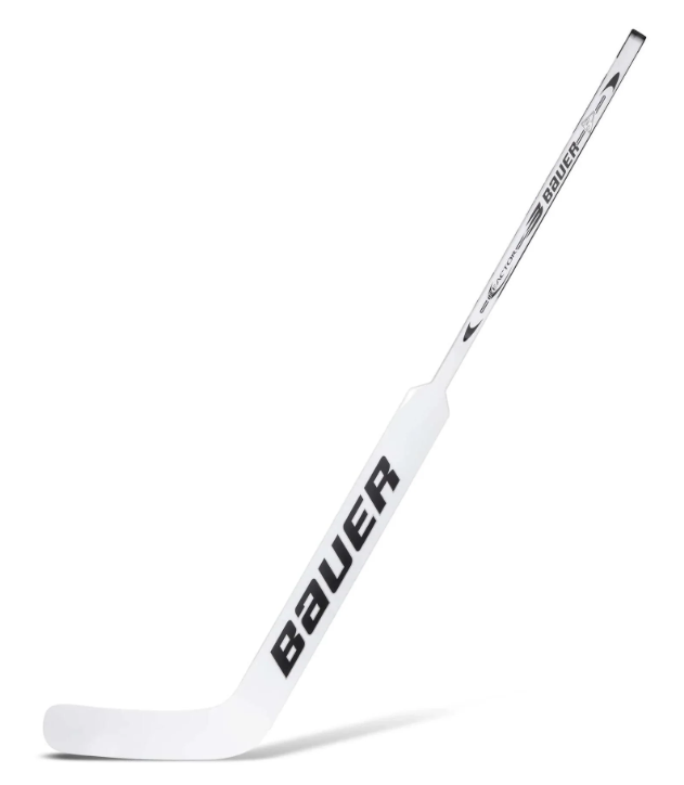 A photo of the Bauer Reactor R5 Pro Senior Goalie Stick (2024) - Left Hand in colour white and black. Right view.