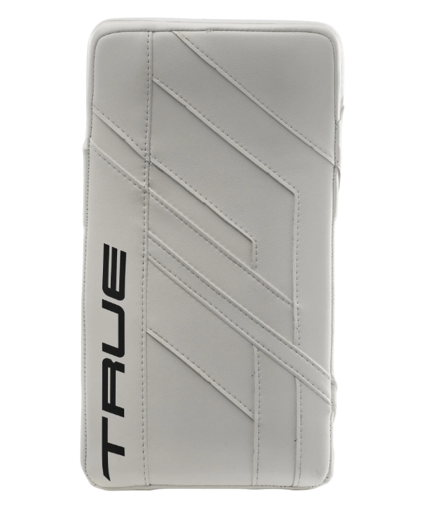 A photo of the True HZRDUS 9X4 Senior Goalie Blocker (2024) in colour white. Front view.