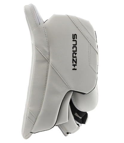 A photo of the True HZRDUS 9X4 Senior Goalie Blocker (2024) in colour white. Side view.