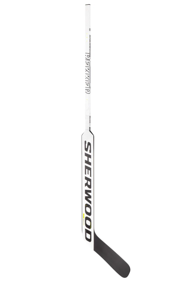 A photo of the Sherwood REKKER Legend 4 Senior Goalie Stick in colour white and black. Rear view.