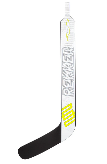 A photo of the Sherwood REKKER Legend 4 Senior Goalie Stick in colour white and black. Paddle view.